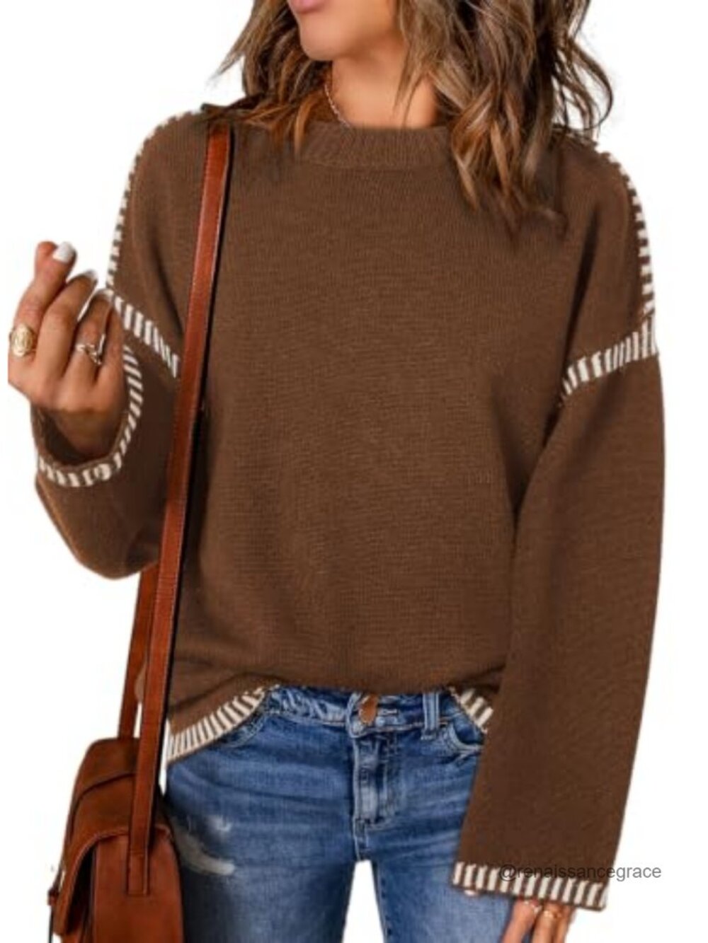 Oversized Crewneck Cable Knit Sweater Pullover